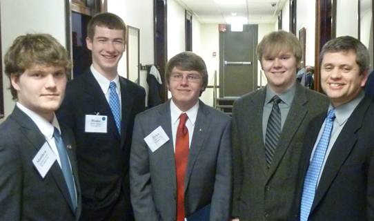 Rep. Tuck welcomes members of the Coalition of Student Leaders to Juneau.