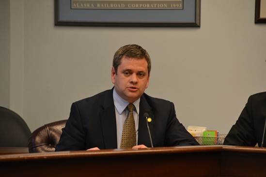 Rep. Tuck discusses the Governor?s withdrawal of the oil tax bill at a recent press conference.